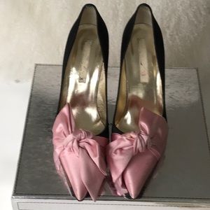 Vintage Christian Lacroix Satin Black/Pink Bow